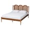 Baxton Studio Thatcher Mid-Century Modern Walnut Brown Finished Wood Queen Size Platform Bed with Woven Rattan 243-13444-ZORO - alternate 1